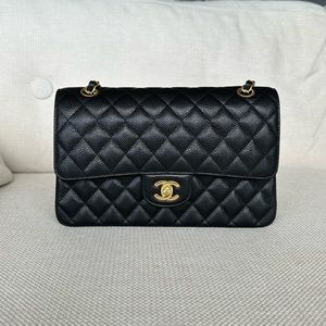 CHANEL Medium Classic Flap - Black Caviar Leather with Gold Hardware